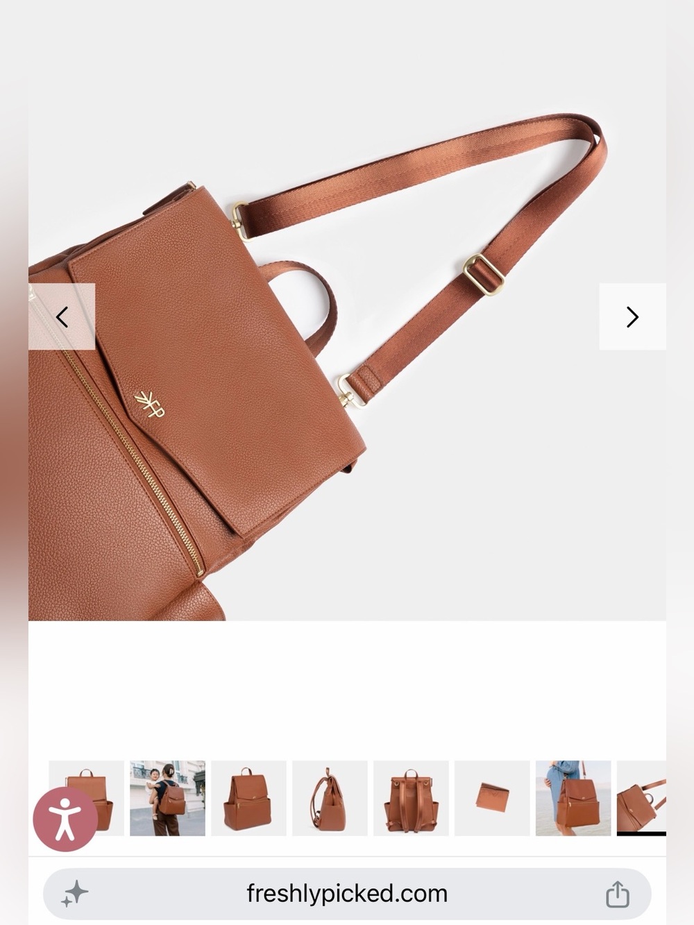 Freshly Picked Classic Diaper Bag ll Cognac Vegan Leather Baby Bag - Picture 11 of 13